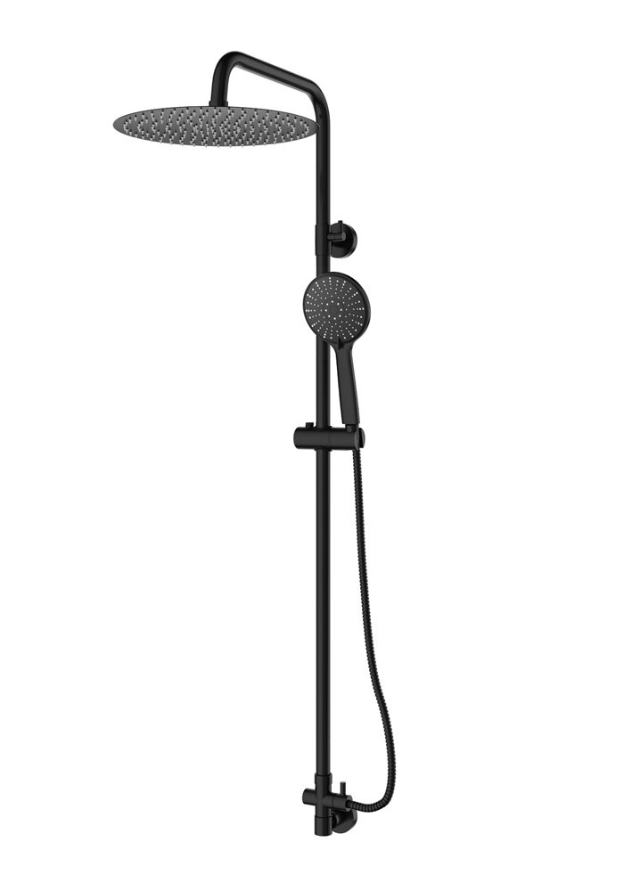 Render 3D de baños: docha negra sobre fondo blanco para catálogo, web y comunicación visual