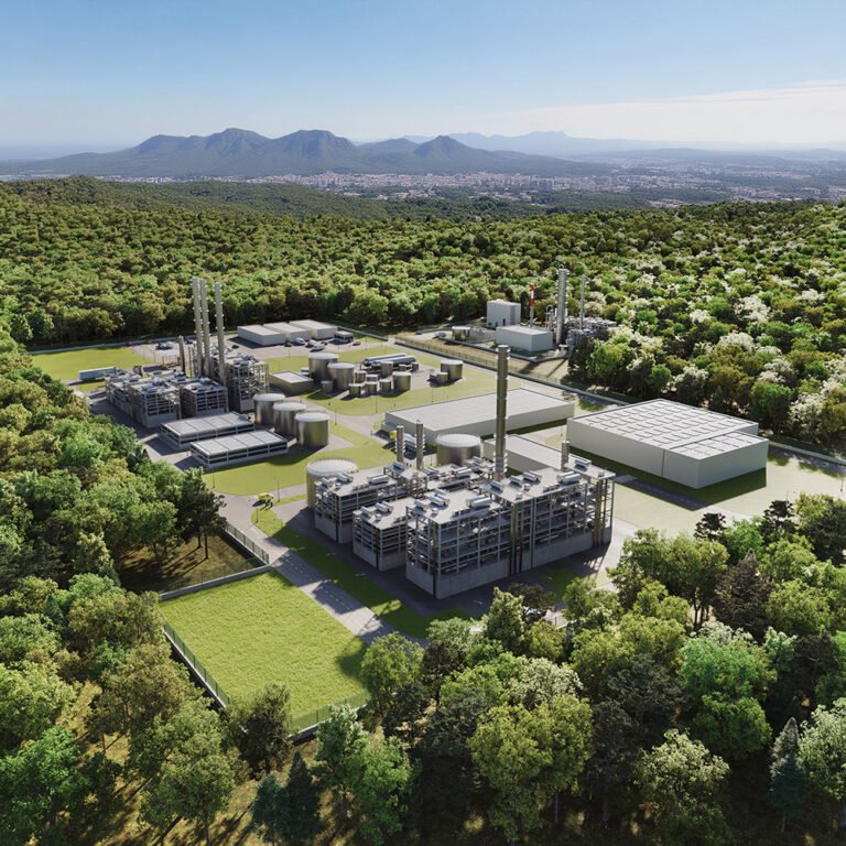 Composición híbrida de maquinaria industrial: instalacion industrial de metano para catálogo, documentación técnica y comunicación visual