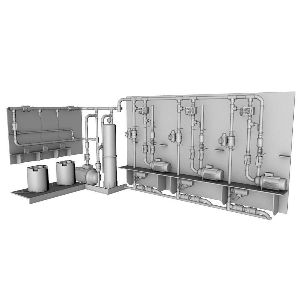 Render 3D industrial del proyecto industrial: modelado 3d vista de un panel de control para comunicación técnica, catálogo y marketing B2B