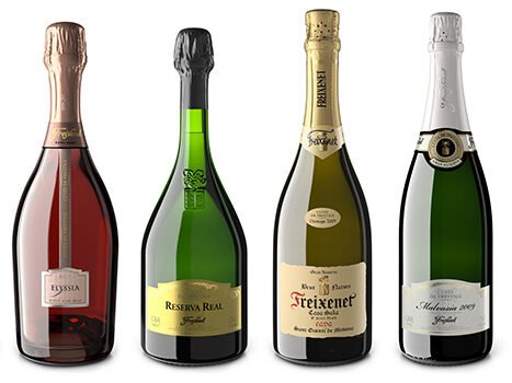 render 3d familia de botellas de cava